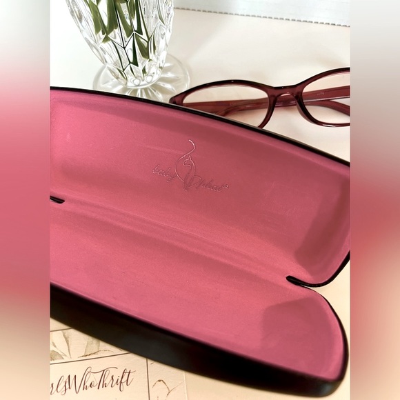 BABY PHAT Eyeglass Case Hard Hinged Clamshell Black Pink Interior/Silver Logo - Picture 12 of 12